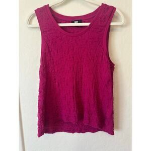 DKNY Sleeveless Fuchsia Textured Crop Top- L